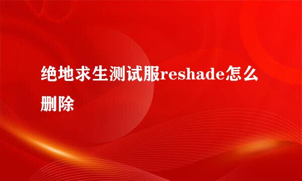 绝地求生测试服reshade怎么删除