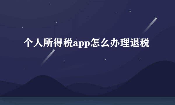 个人所得税app怎么办理退税