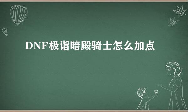 DNF极诣暗殿骑士怎么加点