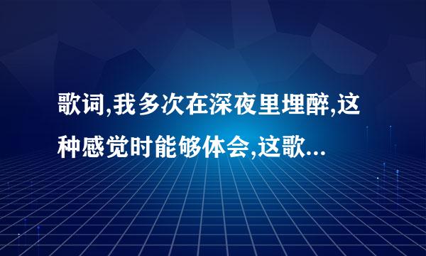 歌词,我多次在深夜里埋醉,这种感觉时能够体会,这歌名叫什么