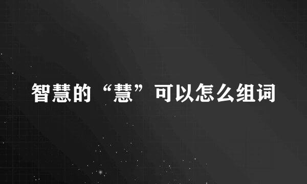 智慧的“慧”可以怎么组词