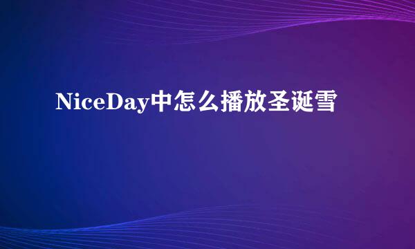 NiceDay中怎么播放圣诞雪