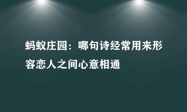 蚂蚁庄园：哪句诗经常用来形容恋人之间心意相通