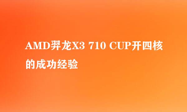 AMD羿龙X3 710 CUP开四核的成功经验