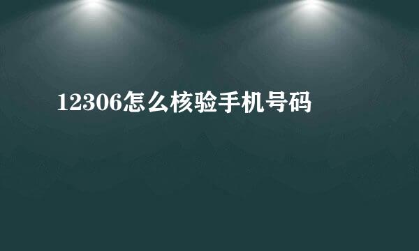 12306怎么核验手机号码