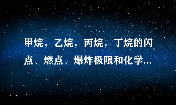 甲烷，乙烷，丙烷，丁烷的闪点、燃点、爆炸极限和化学性质分别是什么