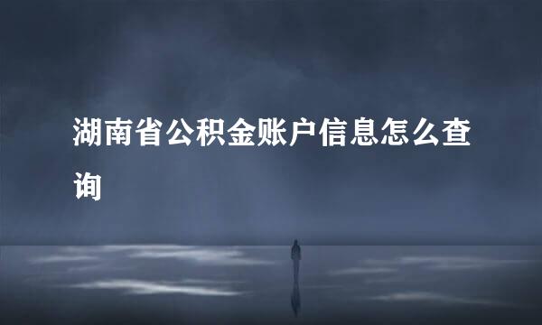 湖南省公积金账户信息怎么查询