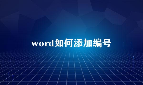 word如何添加编号