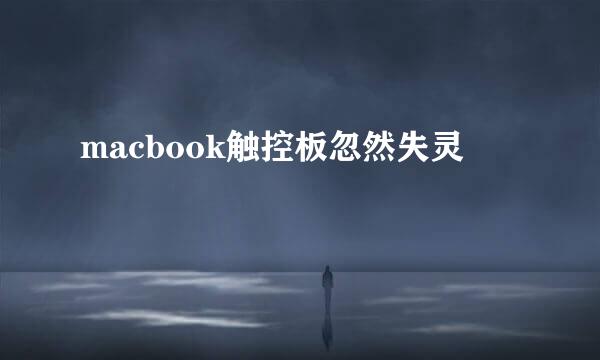 macbook触控板忽然失灵