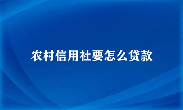 农村信用社要怎么贷款