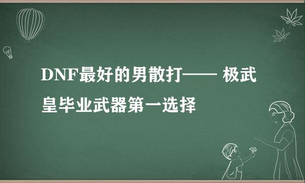 DNF最好的男散打—— 极武皇毕业武器第一选择