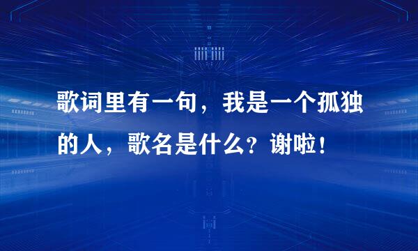 歌词里有一句，我是一个孤独的人，歌名是什么？谢啦！