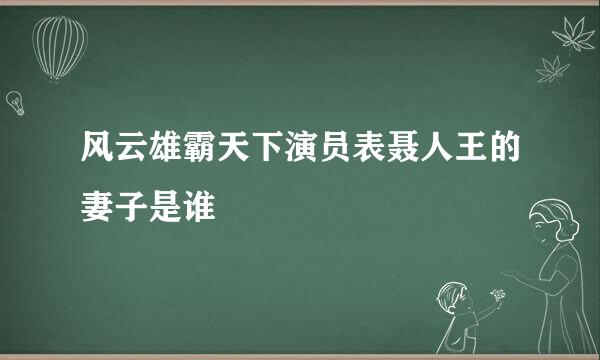 风云雄霸天下演员表聂人王的妻子是谁