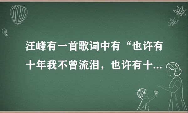 汪峰有一首歌词中有“也许有十年我不曾流泪，也许有十年我不曾安慰”是什么歌