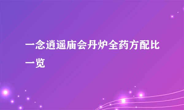 一念逍遥庙会丹炉全药方配比一览