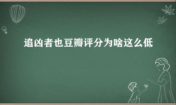 追凶者也豆瓣评分为啥这么低