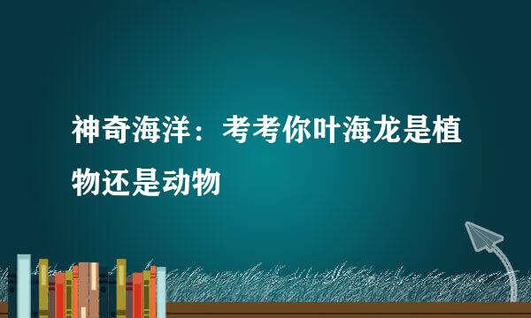 神奇海洋：考考你叶海龙是植物还是动物