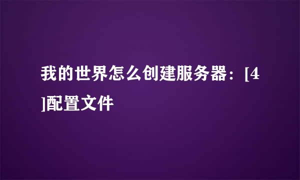 我的世界怎么创建服务器：[4]配置文件