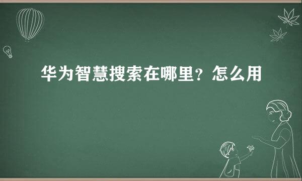 华为智慧搜索在哪里？怎么用