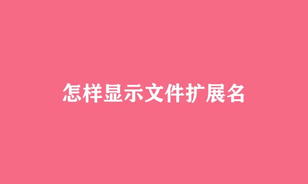 怎样显示文件扩展名