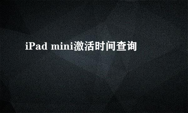 iPad mini激活时间查询