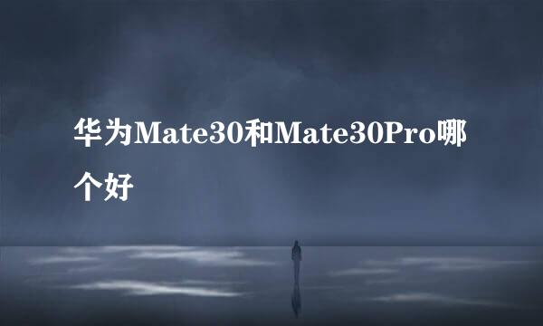 华为Mate30和Mate30Pro哪个好