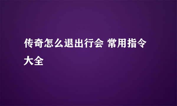 传奇怎么退出行会 常用指令大全