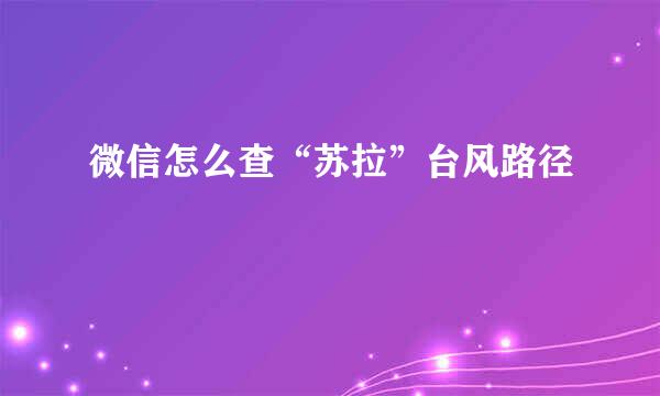 微信怎么查“苏拉”台风路径