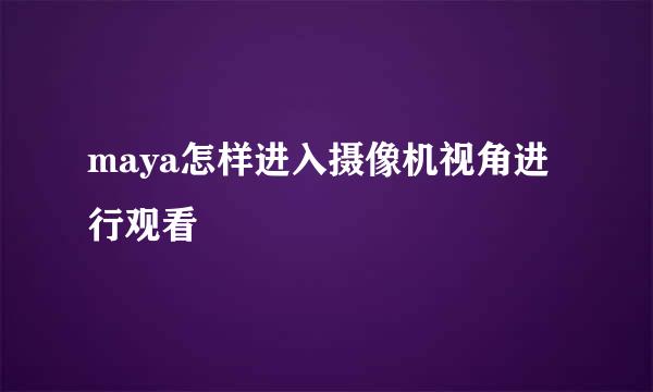 maya怎样进入摄像机视角进行观看