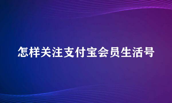 怎样关注支付宝会员生活号