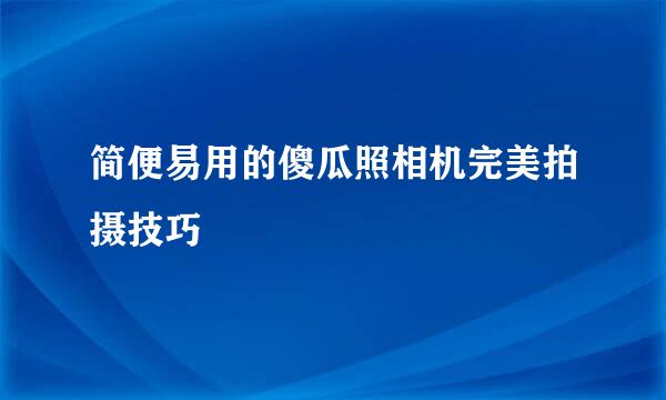 简便易用的傻瓜照相机完美拍摄技巧