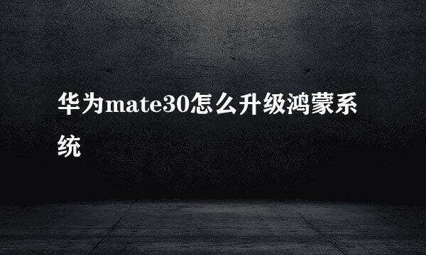 华为mate30怎么升级鸿蒙系统