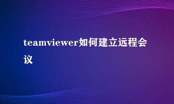 teamviewer如何建立远程会议