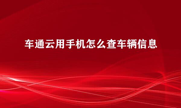 车通云用手机怎么查车辆信息