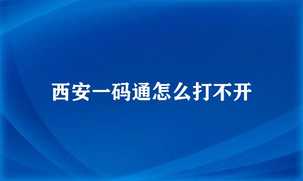 西安一码通怎么打不开