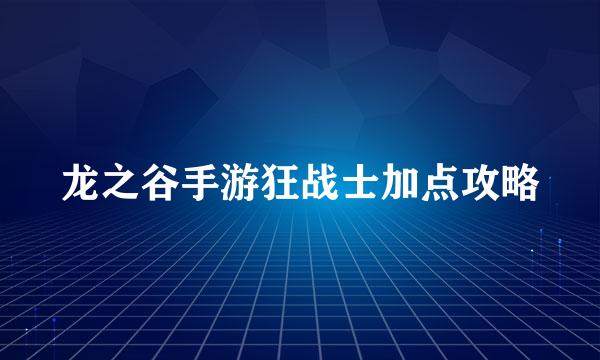 龙之谷手游狂战士加点攻略