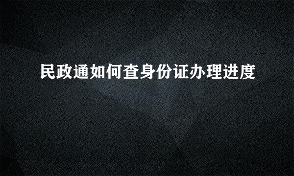 民政通如何查身份证办理进度