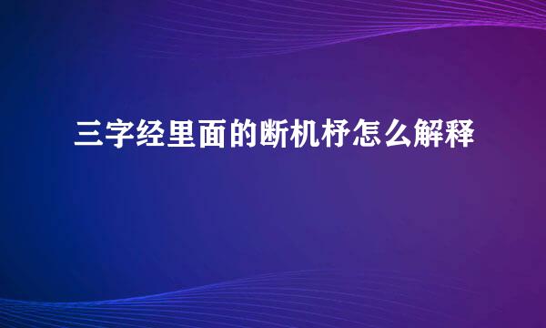 三字经里面的断机杼怎么解释