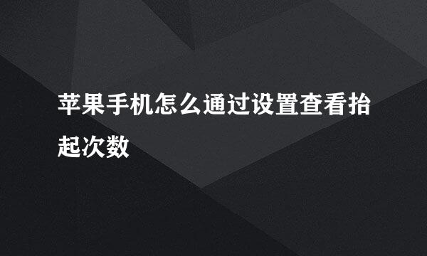 苹果手机怎么通过设置查看抬起次数