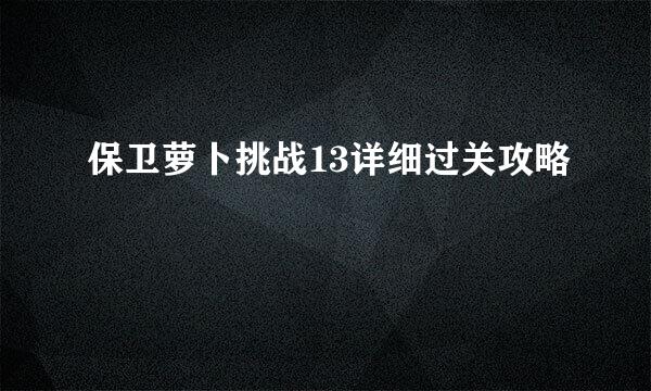 保卫萝卜挑战13详细过关攻略