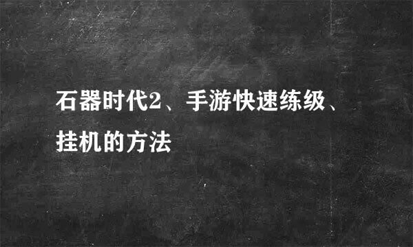 石器时代2、手游快速练级、挂机的方法