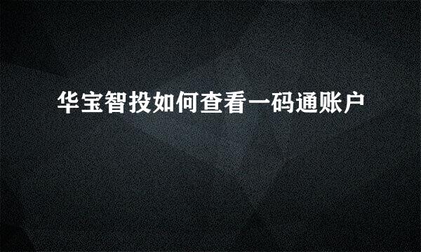 华宝智投如何查看一码通账户