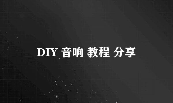 DIY 音响 教程 分享