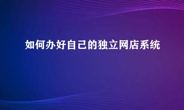 如何办好自己的独立网店系统