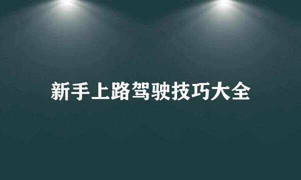 新手上路驾驶技巧大全