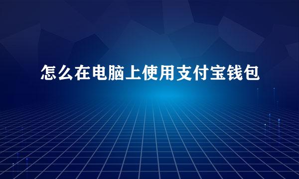 怎么在电脑上使用支付宝钱包