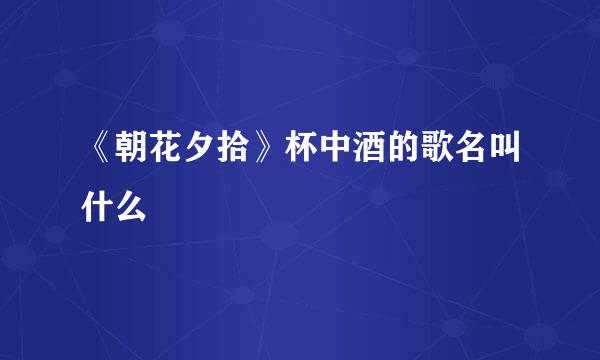 《朝花夕拾》杯中酒的歌名叫什么