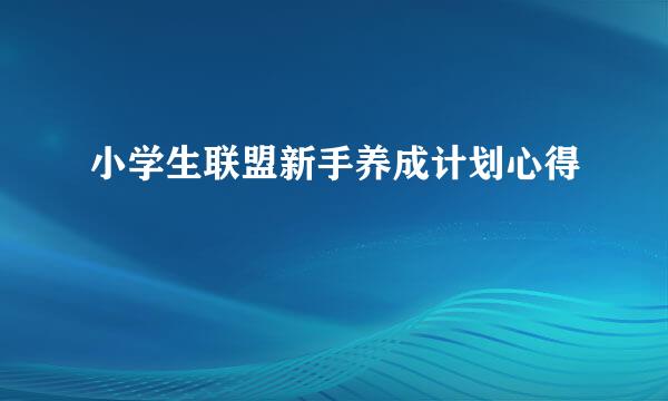 小学生联盟新手养成计划心得