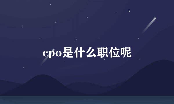 cpo是什么职位呢