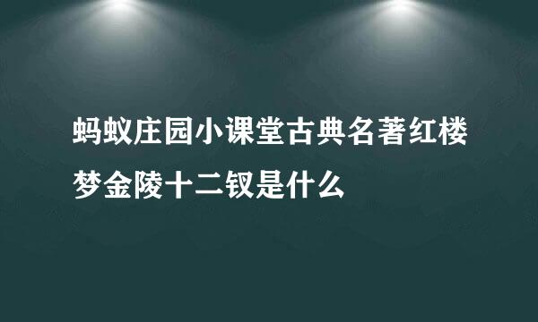 蚂蚁庄园小课堂古典名著红楼梦金陵十二钗是什么